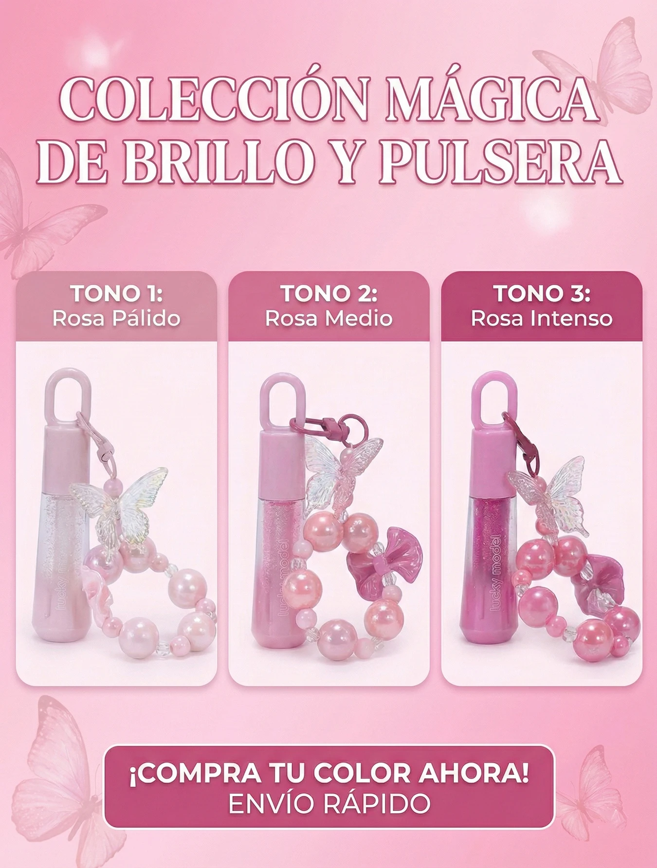 Brillo Labial con Pulsera de Mariposa Brillo Labial con Pulsera de Mariposa