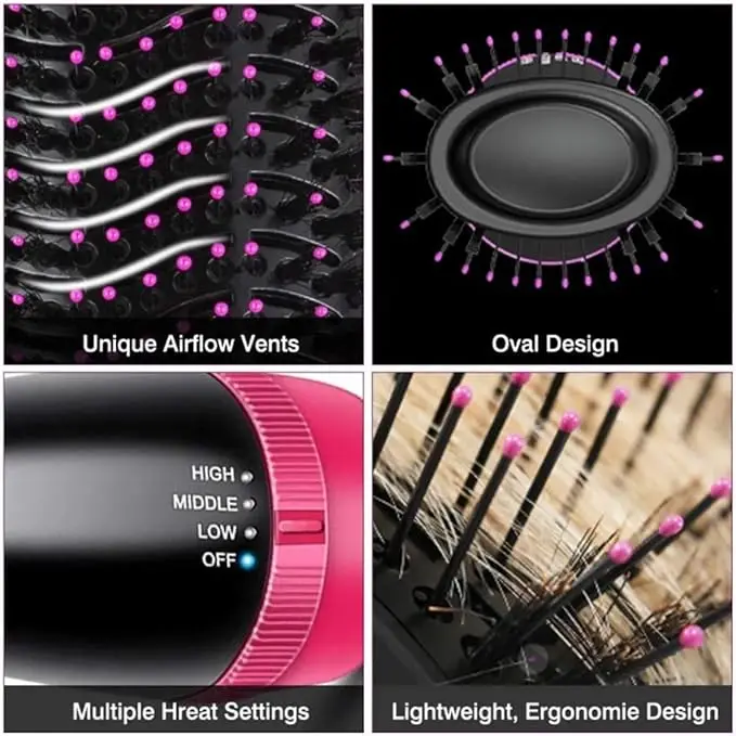 Cepillo de aire caliente Secador de pelo Cepillo de aire caliente Secador de pelo