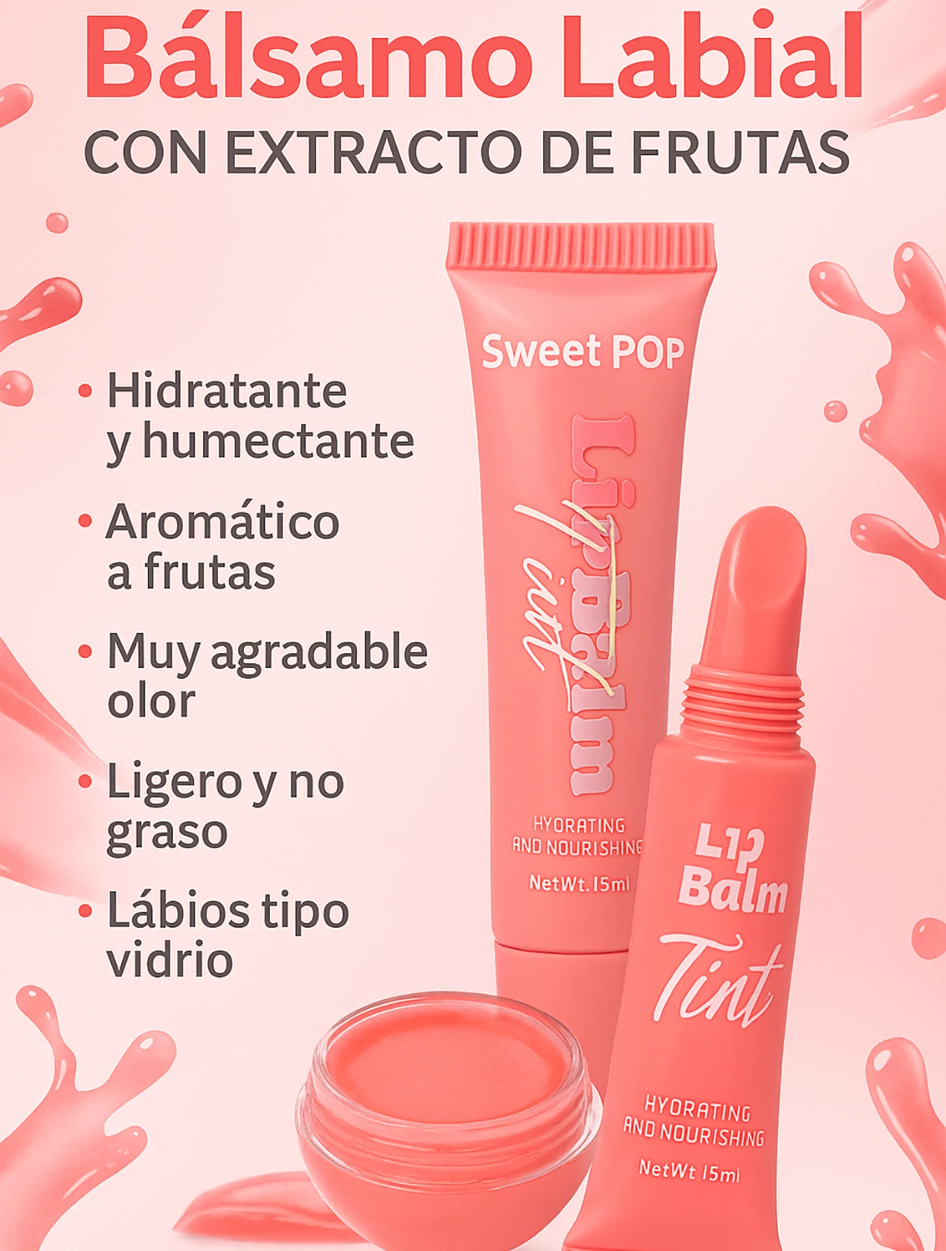 Bálsamo Labial Frutal 6 Tonos Hidratante Bálsamo Labial Frutal 6 Tonos Hidratante