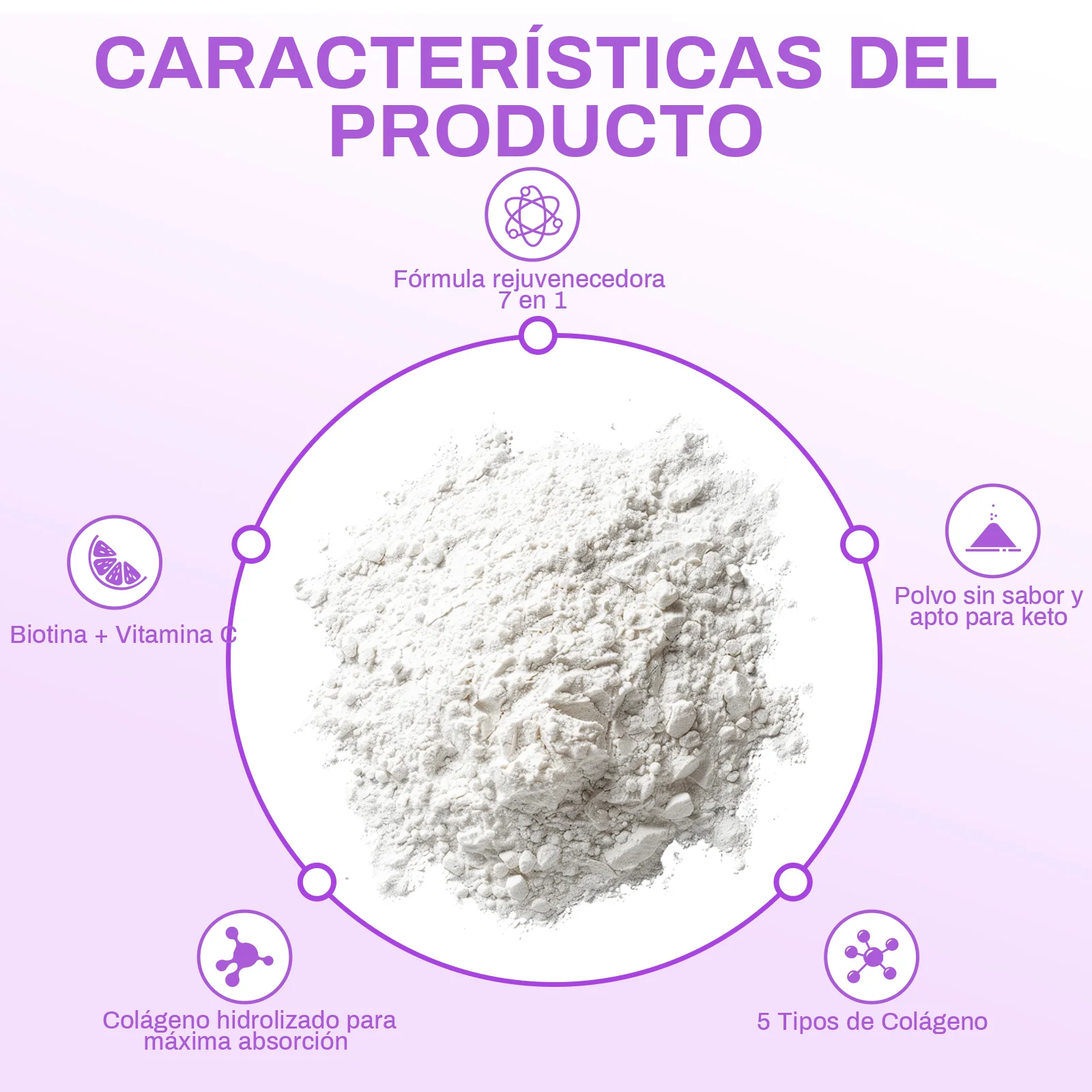 Polvo de Péptidos de Colágeno Hidrolizado Múltiple con Tipos I II III V X Biotina y Vitamina C Polvo de Péptidos de Colágeno Hidrolizado Múltiple con Tipos I II III V X Biotina y Vitamina C