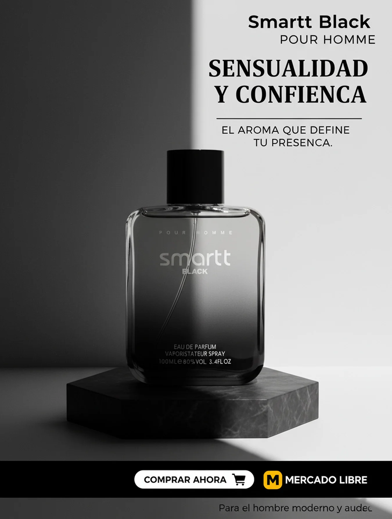 Perfume de Hombre Smartt Black 100ml Fuerte y Larga Duración Perfume de Hombre Smartt Black 100ml Fuerte y Larga Duración
