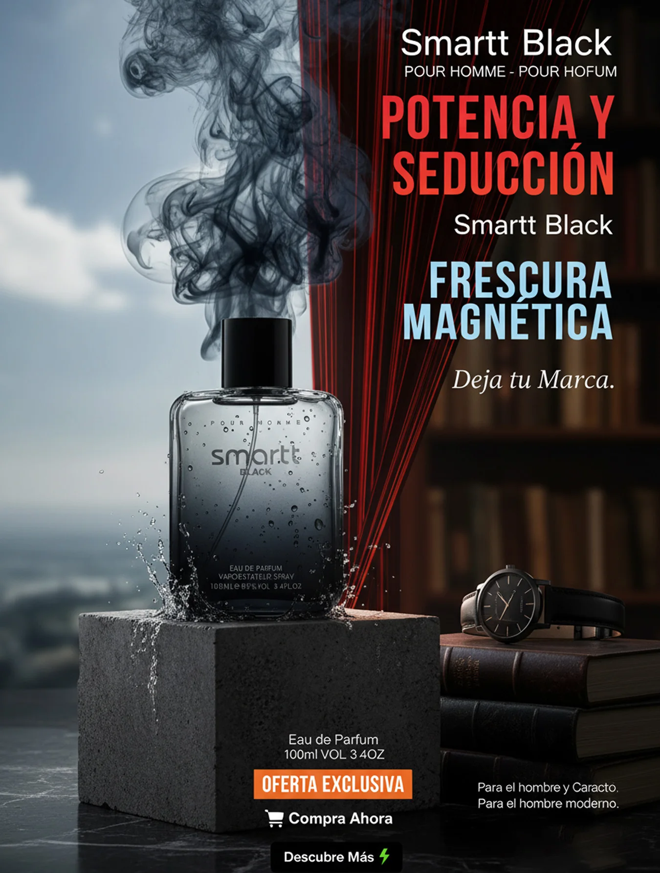 Perfume de Hombre Smartt Black 100ml Fuerte y Larga Duración Perfume de Hombre Smartt Black 100ml Fuerte y Larga Duración