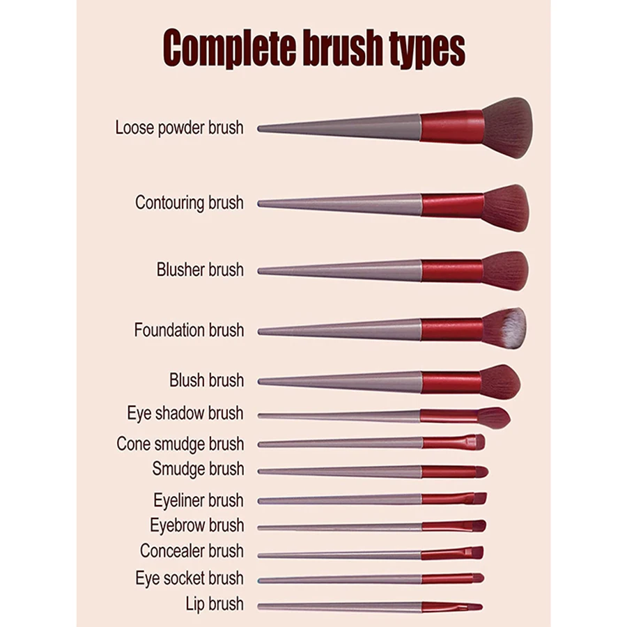 Juego de brochas de maquillaje para mujer 13 piezas Juego de brochas de maquillaje para mujer 13 piezas