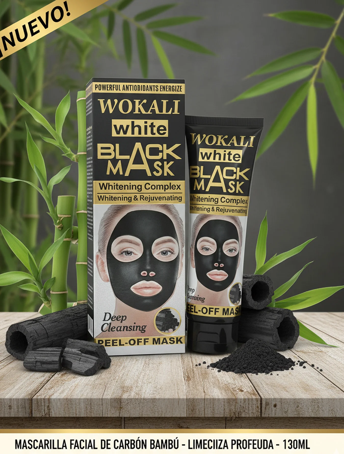 Máscara Facial Desprendible de Carbón de Bambú 130ml Máscara Facial Desprendible de Carbón de Bambú 130ml