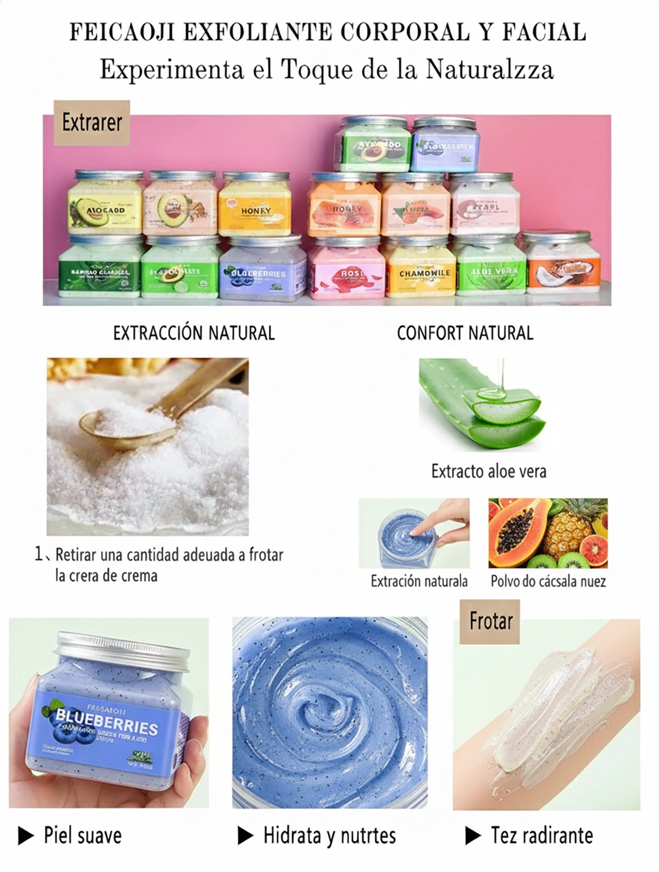 Exfoliante corporal y facial 350ml con 7 aromas Exfoliante corporal y facial 350ml con 7 aromas